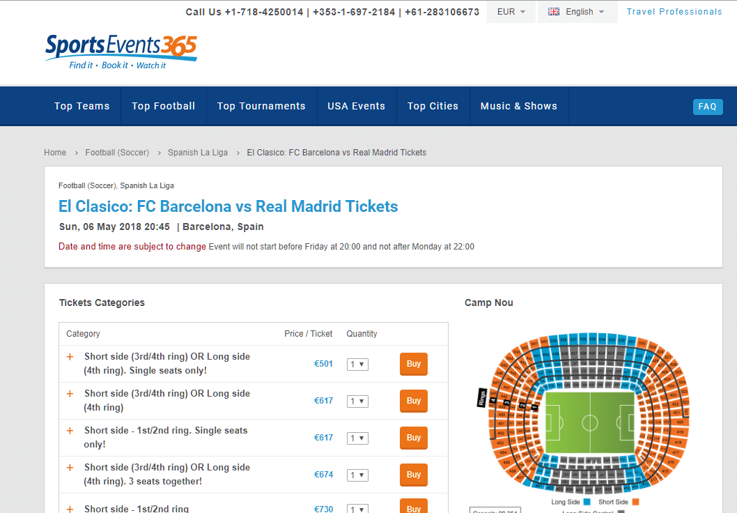 sportsevents365 ticket selection screenshot