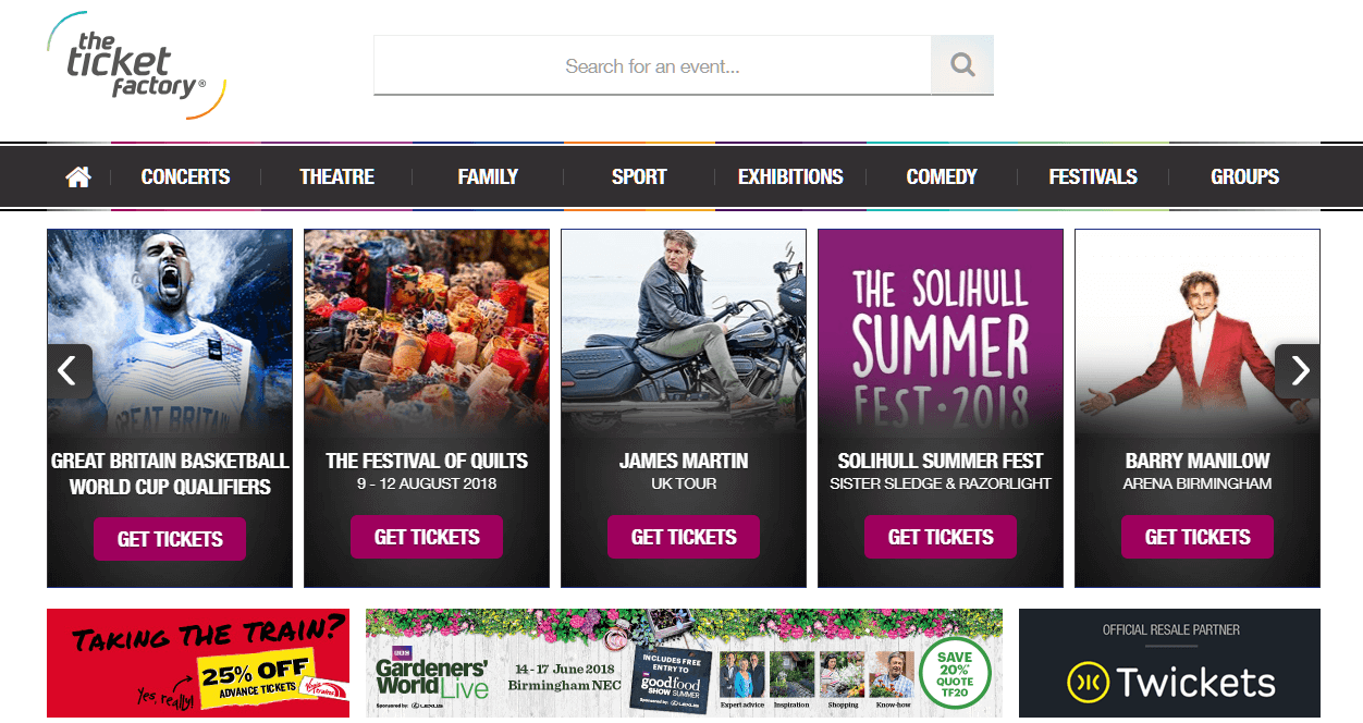 The Ticket Factory homepage