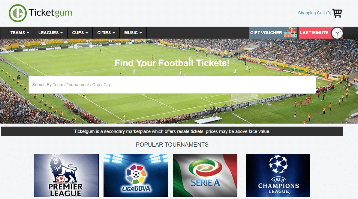 ticketgum homepage screenshot