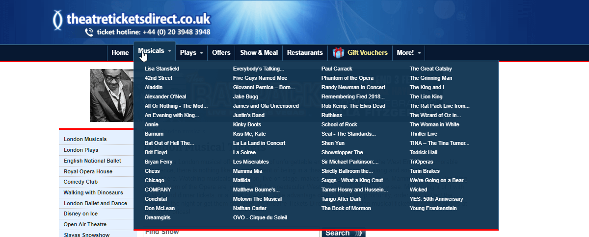 Theatre Directs Theatre musicals navigation menu