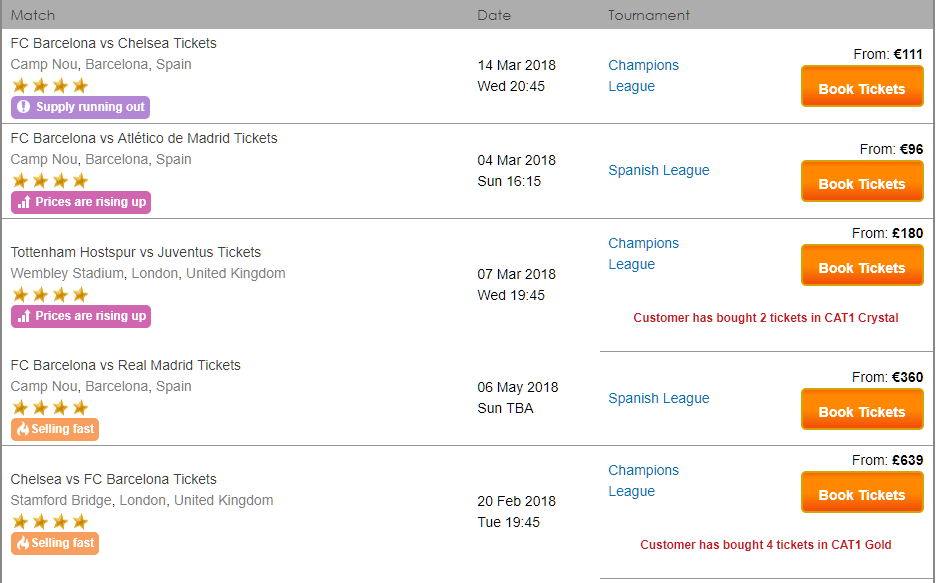 hotfootballtickets list of football matches