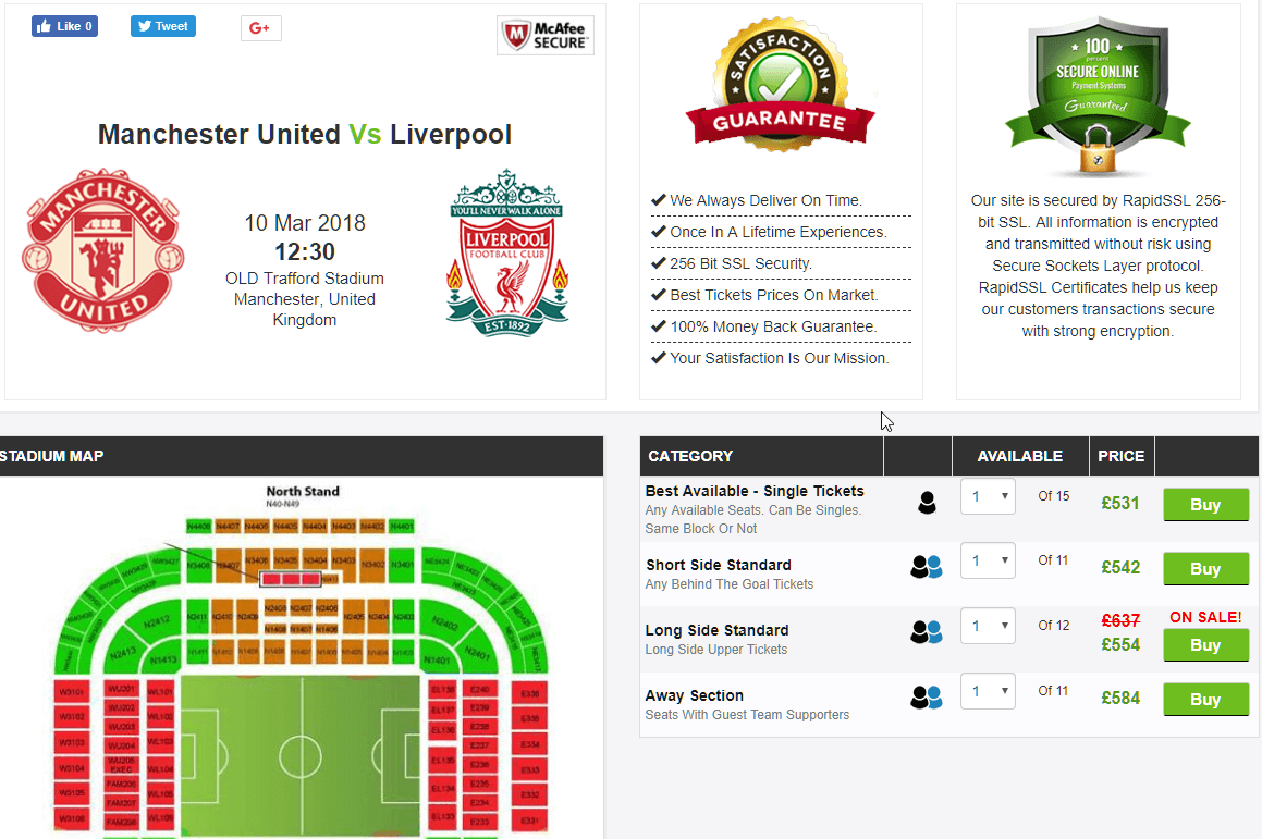 manchester united v liverpool match @ ticketgum