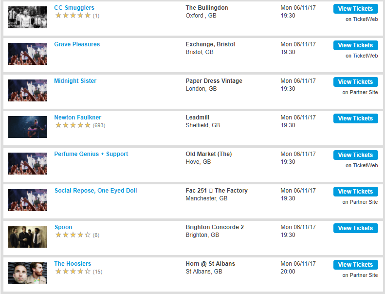 Ticketmaster football matches listing