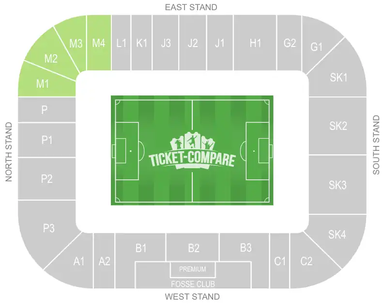 King Power Stadium Away section highlighted