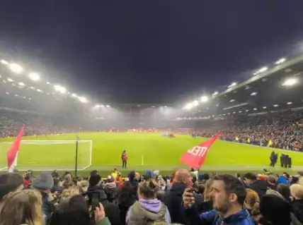 a photo of a fan pov from block w104 in old trafford