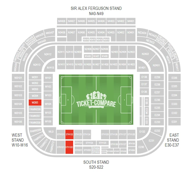 The internantional suite at old trafford blocks S122 and W205