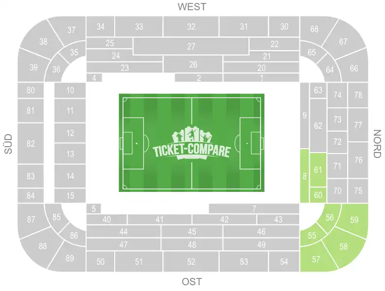 Signal Iduna Park Seating plan with Away section highlighted