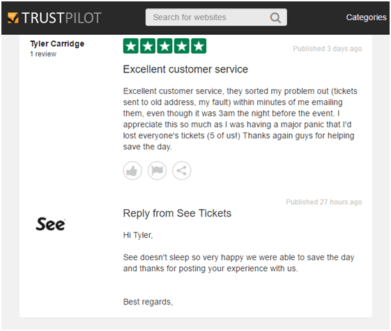 See Tickets Trustpilot Review