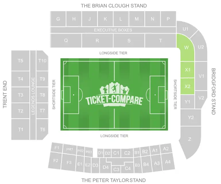 City Ground Stadium Away section highlighted