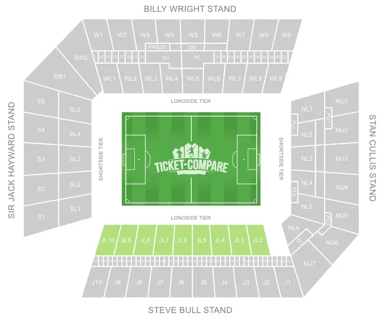 Molineux Stadium Away section highlighted