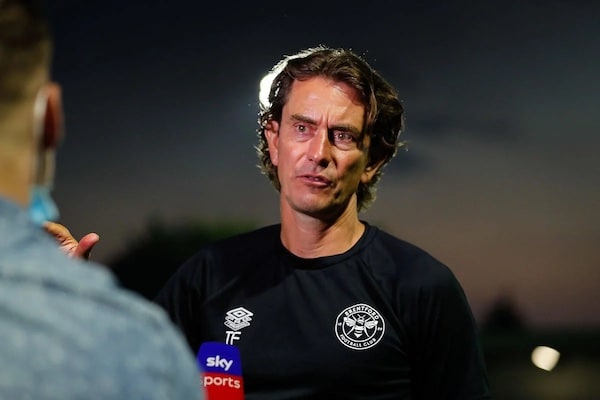 Thomas Franke Brentford manager at a post-match interview