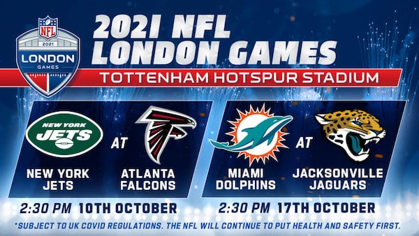 The NFL London Games 2021 fixtures graphics