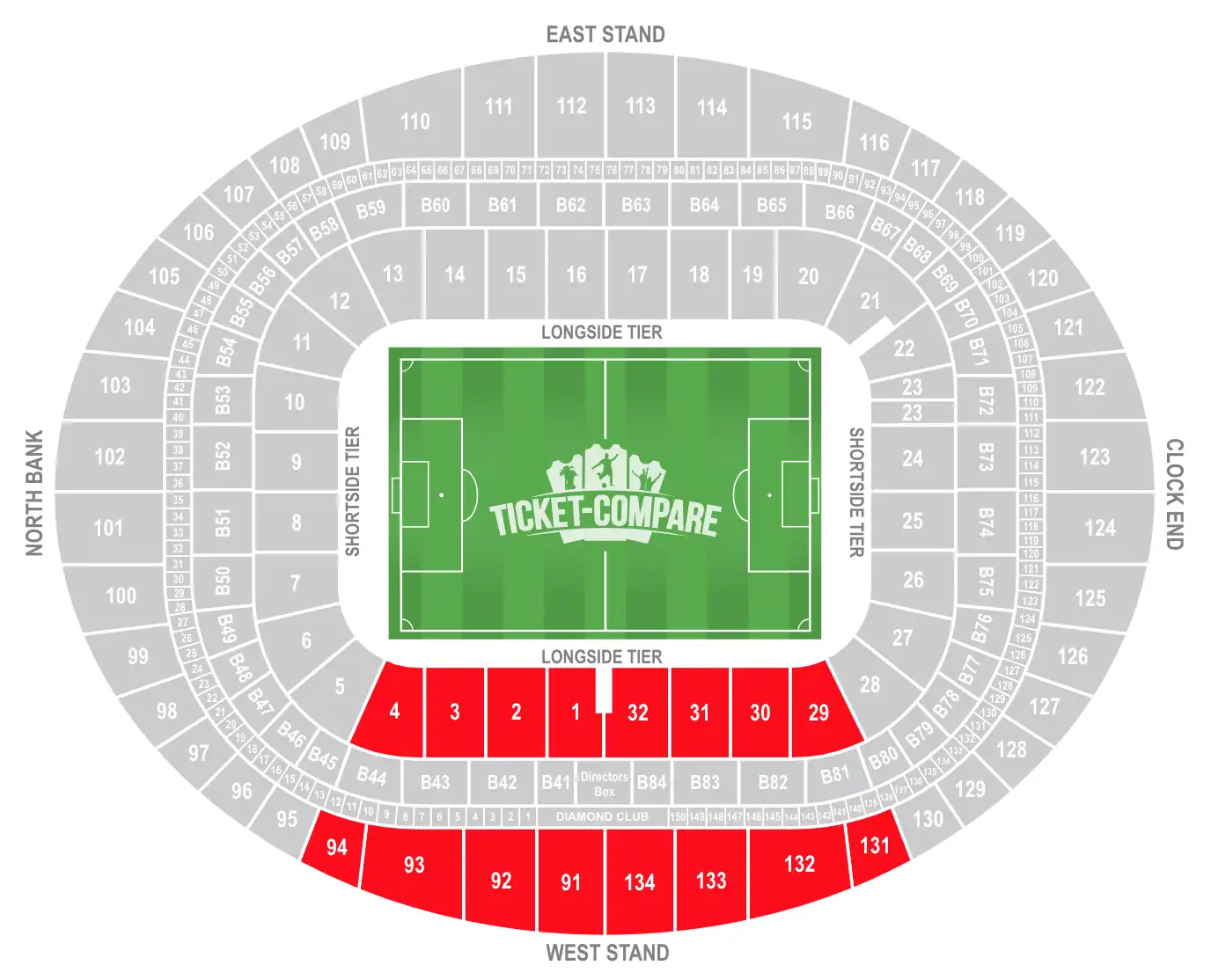 Emirates Stadium West Stand seating plan