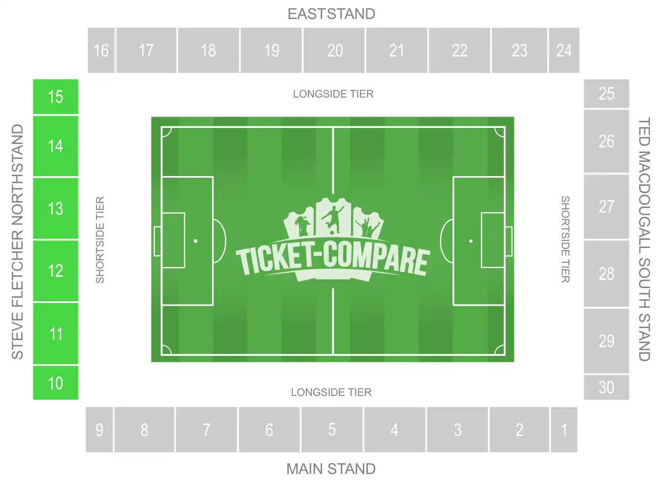 Vitality Stadium seating plan: Steve Fletcher North Stand at Vitality Stadium_ highlighted