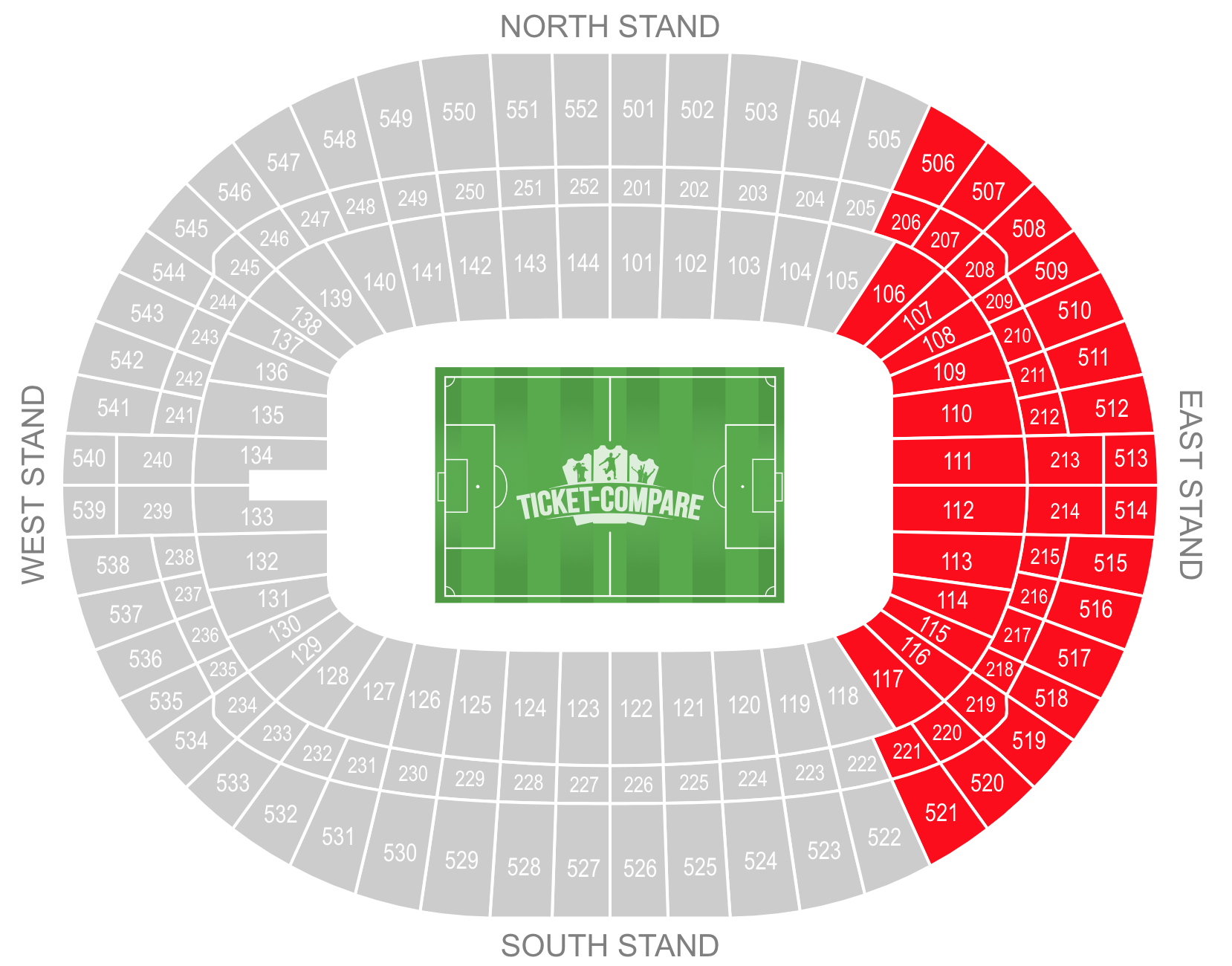 Wembley Stadium East Stand Seating Plan