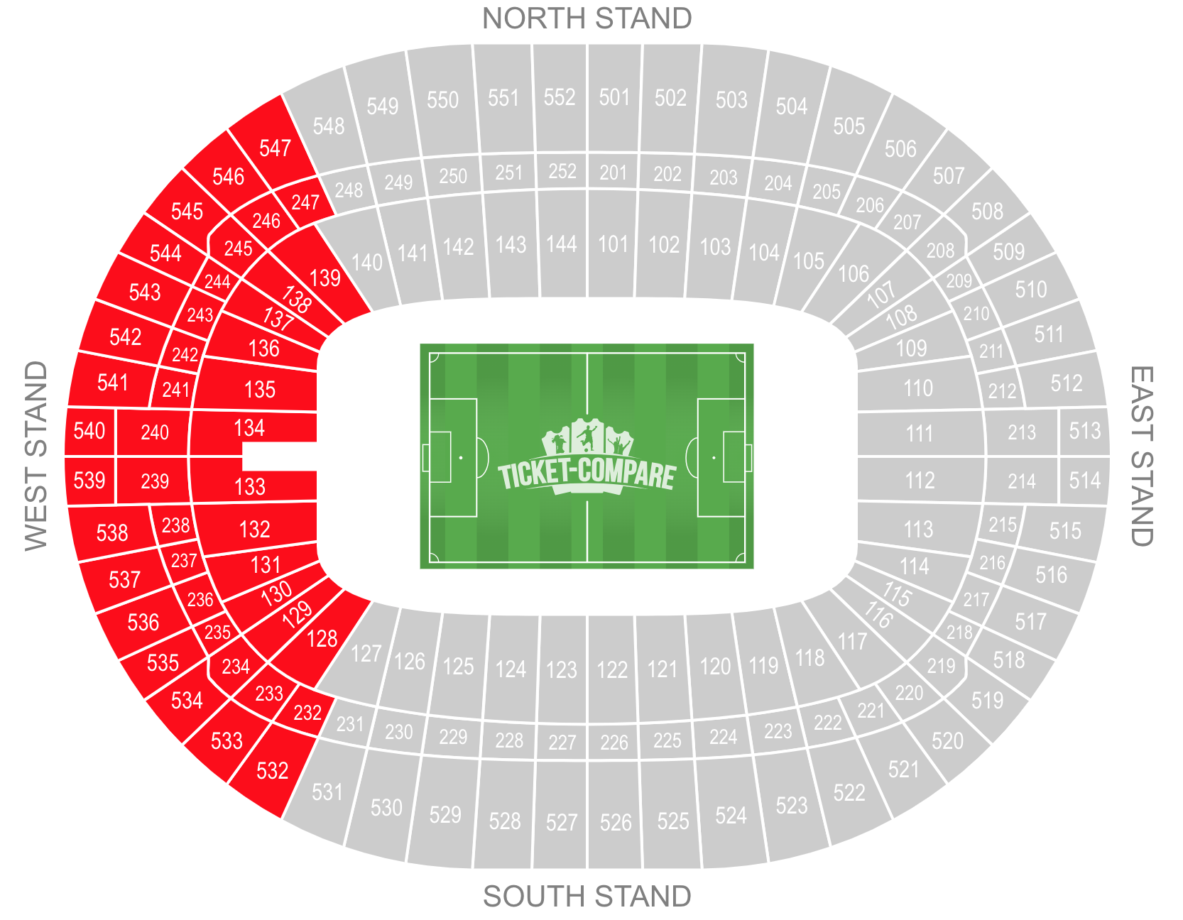 Wembley Stadium West Stand Seating Plan