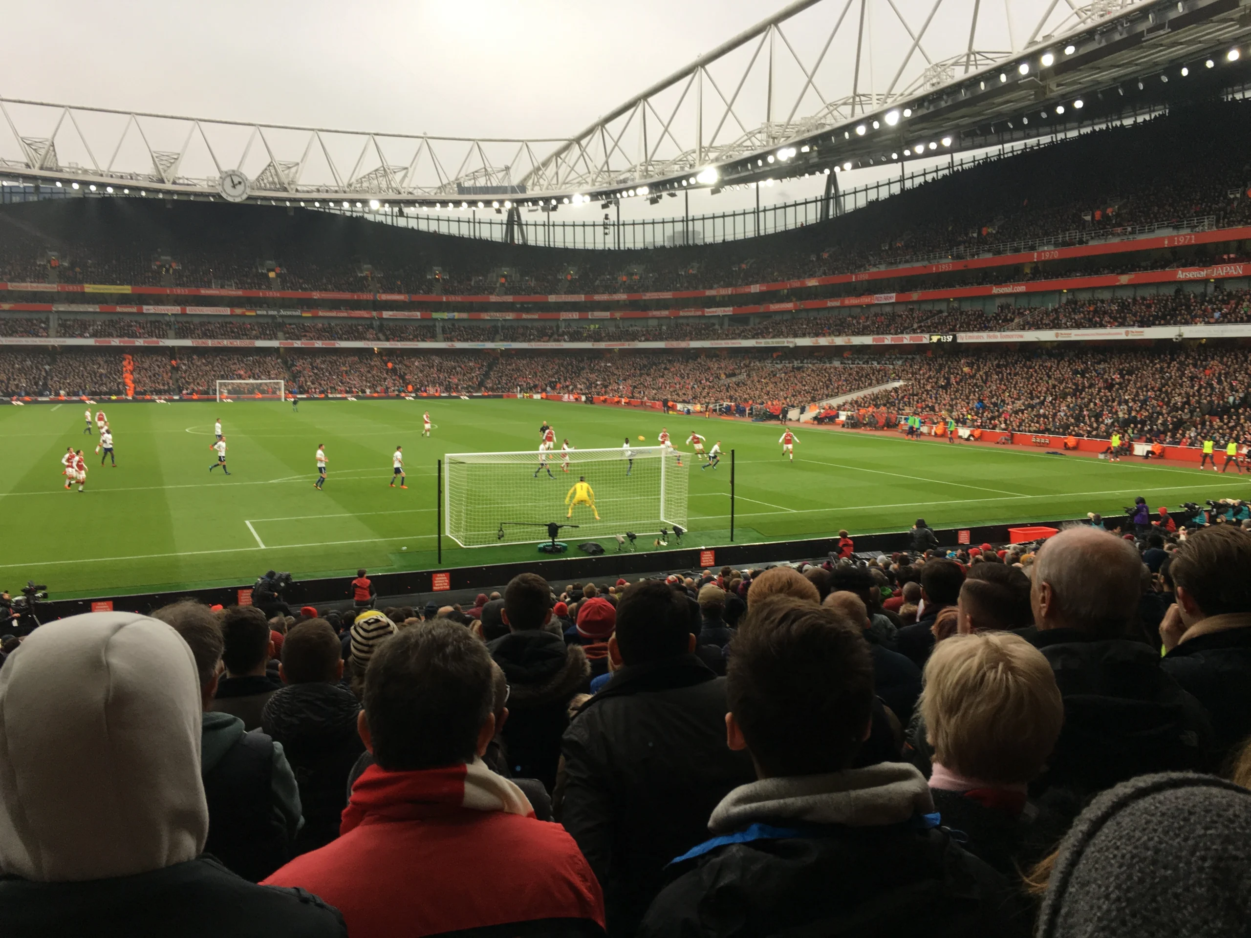 Emirates stadium North bank lower tier behind the goal view