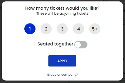 choosting the tickets amount and if you want to sit together in the footballticketpad website