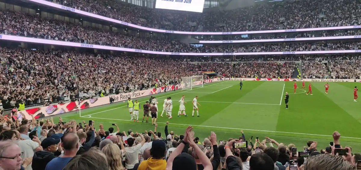 North Stand view of the first goal at Tottenham Stadium vs Liverpool