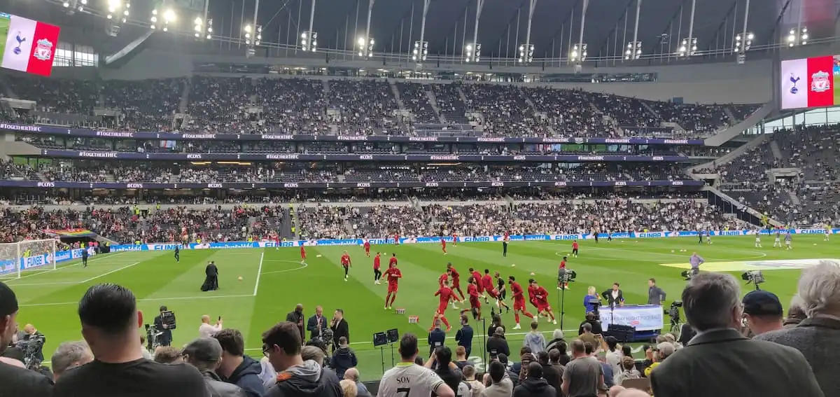 North Stand view for Tottenham Stadium warm-up vs Liverpool