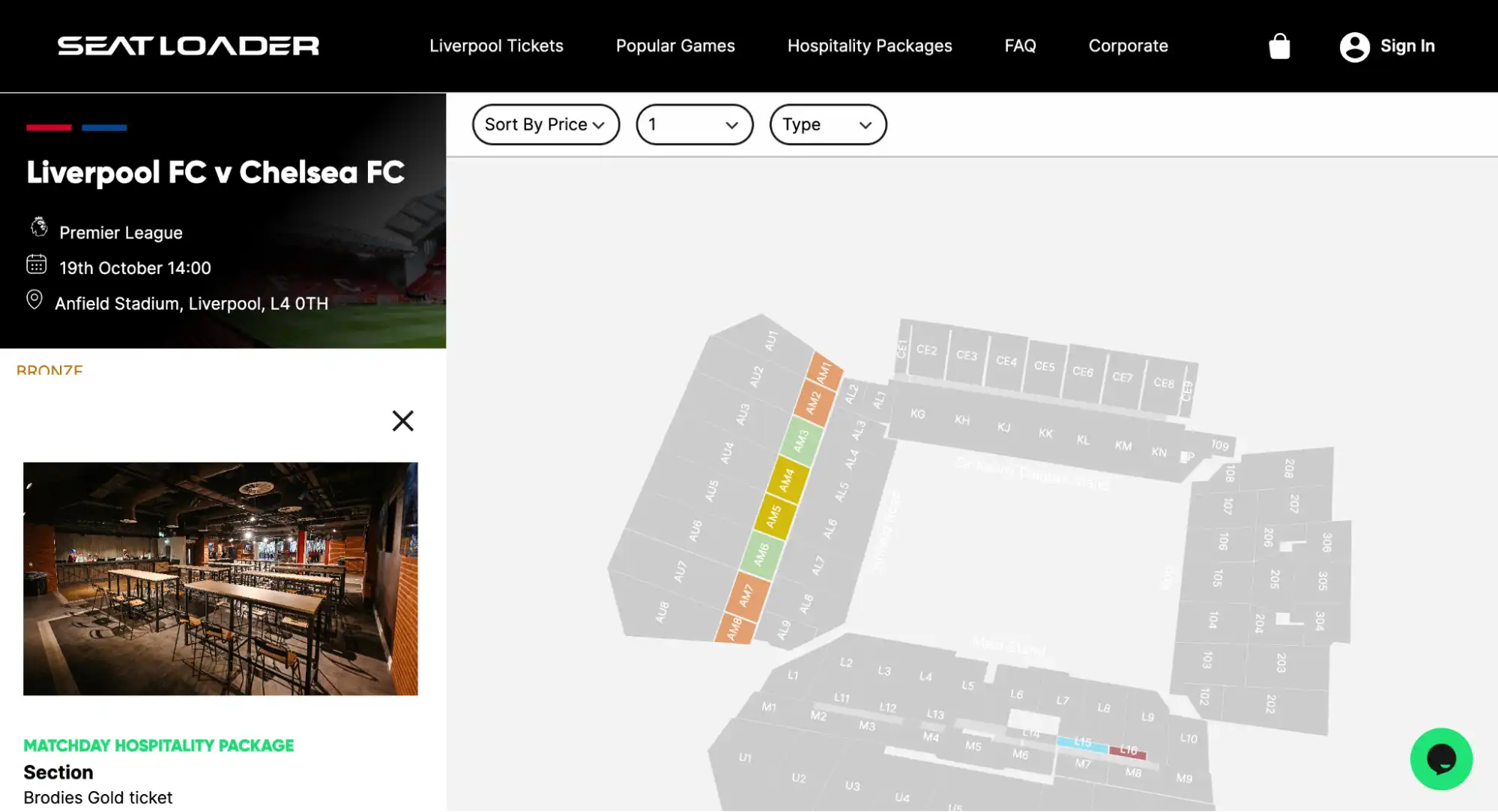 screenshot of Anfield seating plan