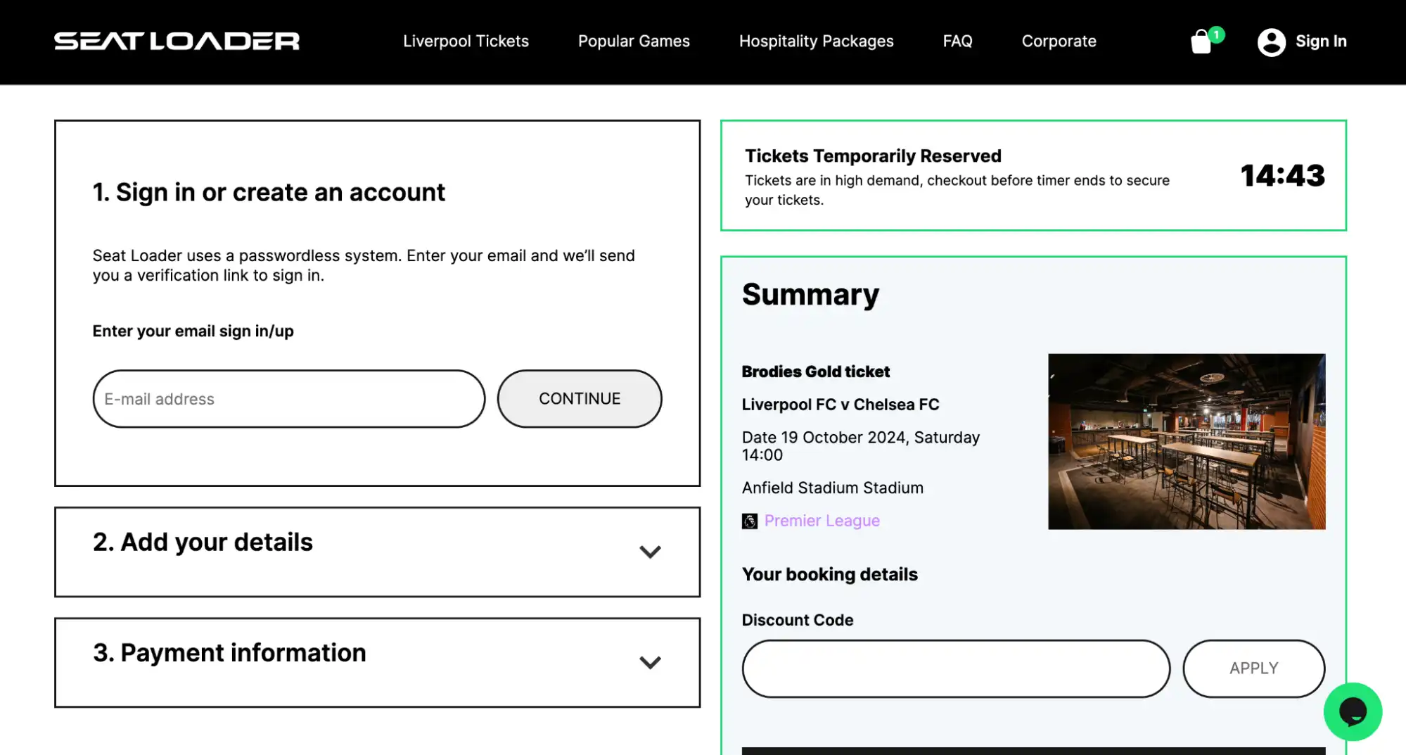 screenshot of payment screen with 15mini countdown