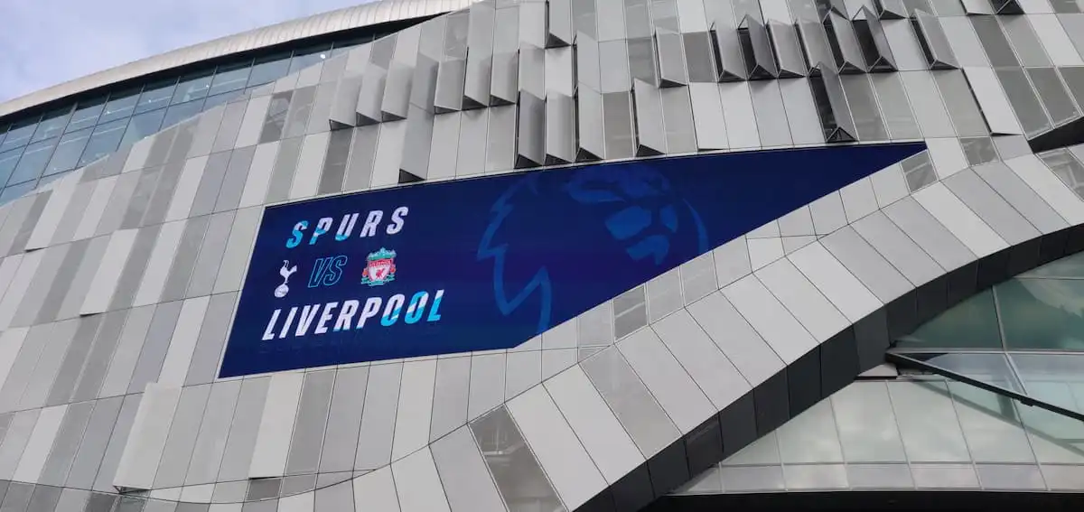Tottenham stadium sign for Spurs vs Liverpool match