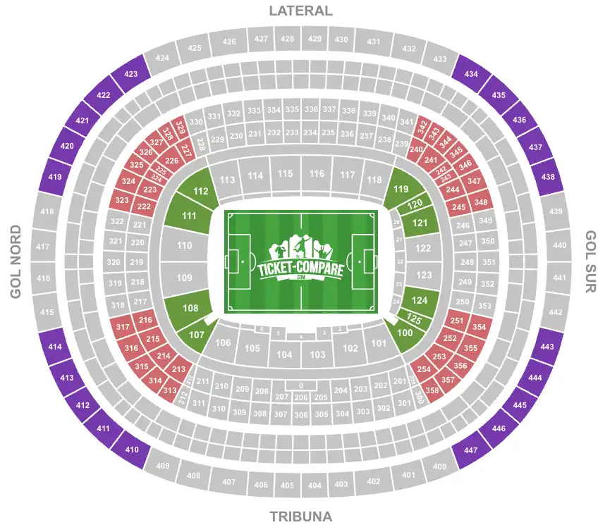 Screenshot of Camp Nou stadium Seating plan with corners highlighted