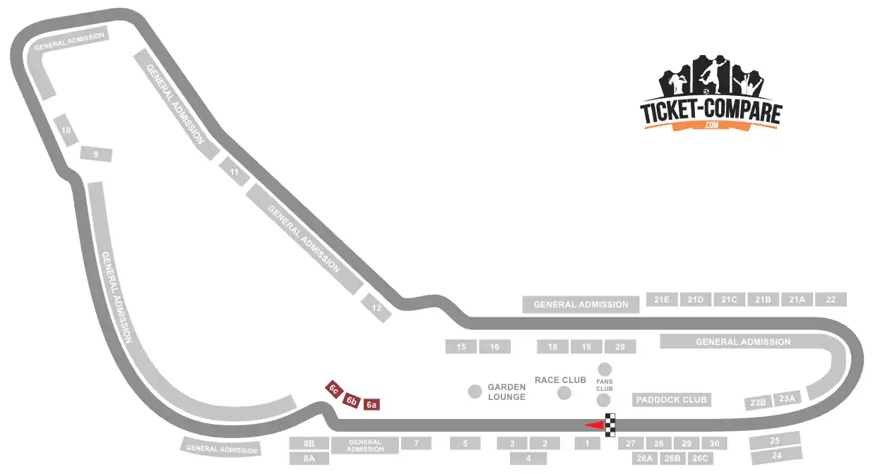 Screenshot of Monza Circuit Seating Plan with the First-Chicane Grandstands highlighted