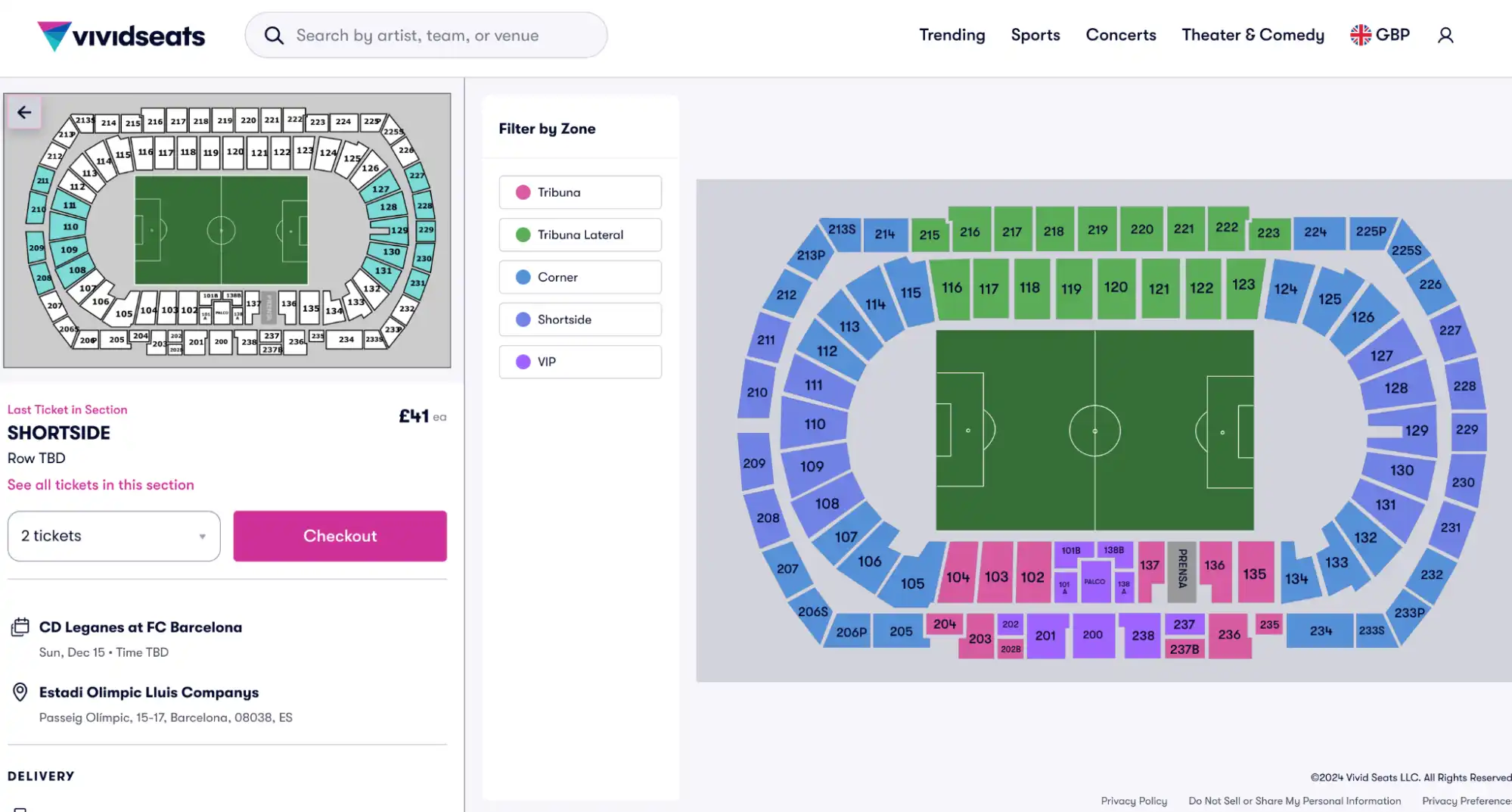 screenshot of Payment Process on Vivid Seats