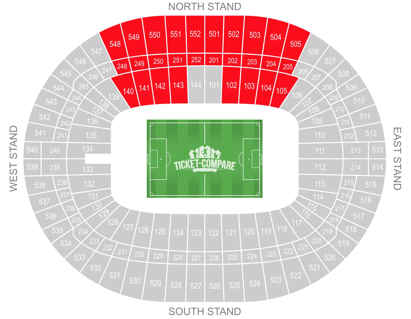 Wembley Stadium North Stand Seating Plan