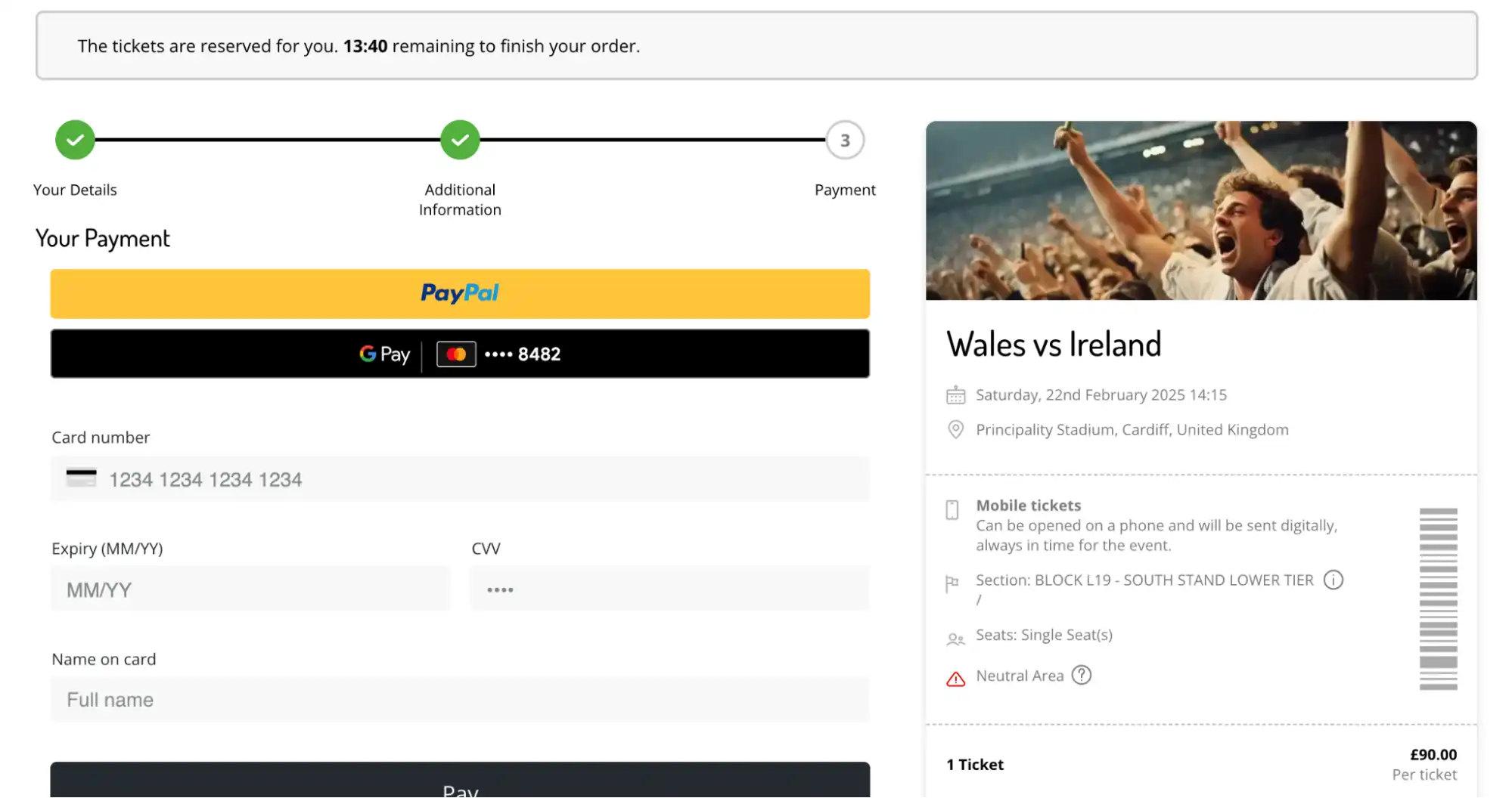 screenshot of the checkout