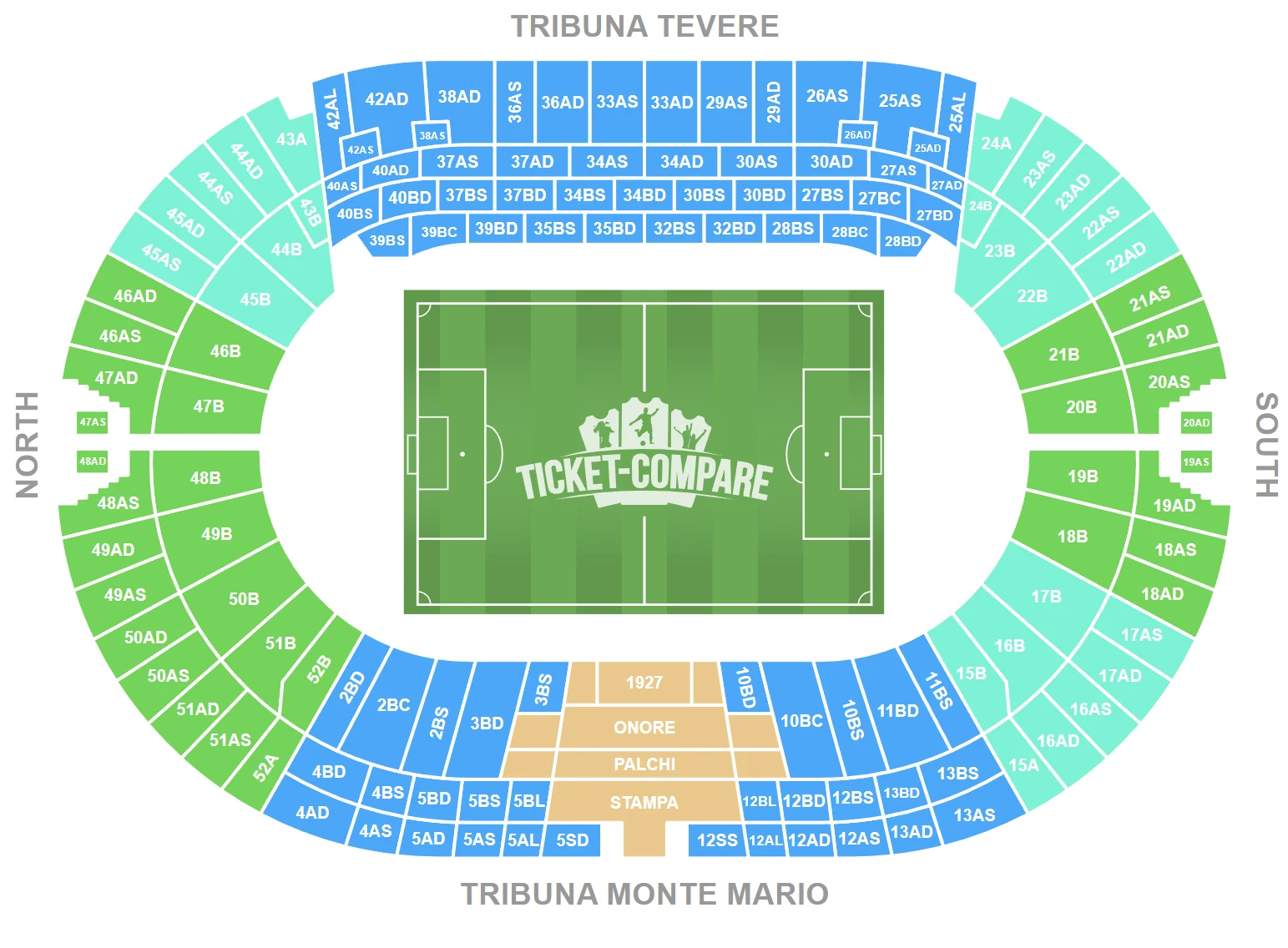 Stadio Olimpico (Roma) Seating Plan