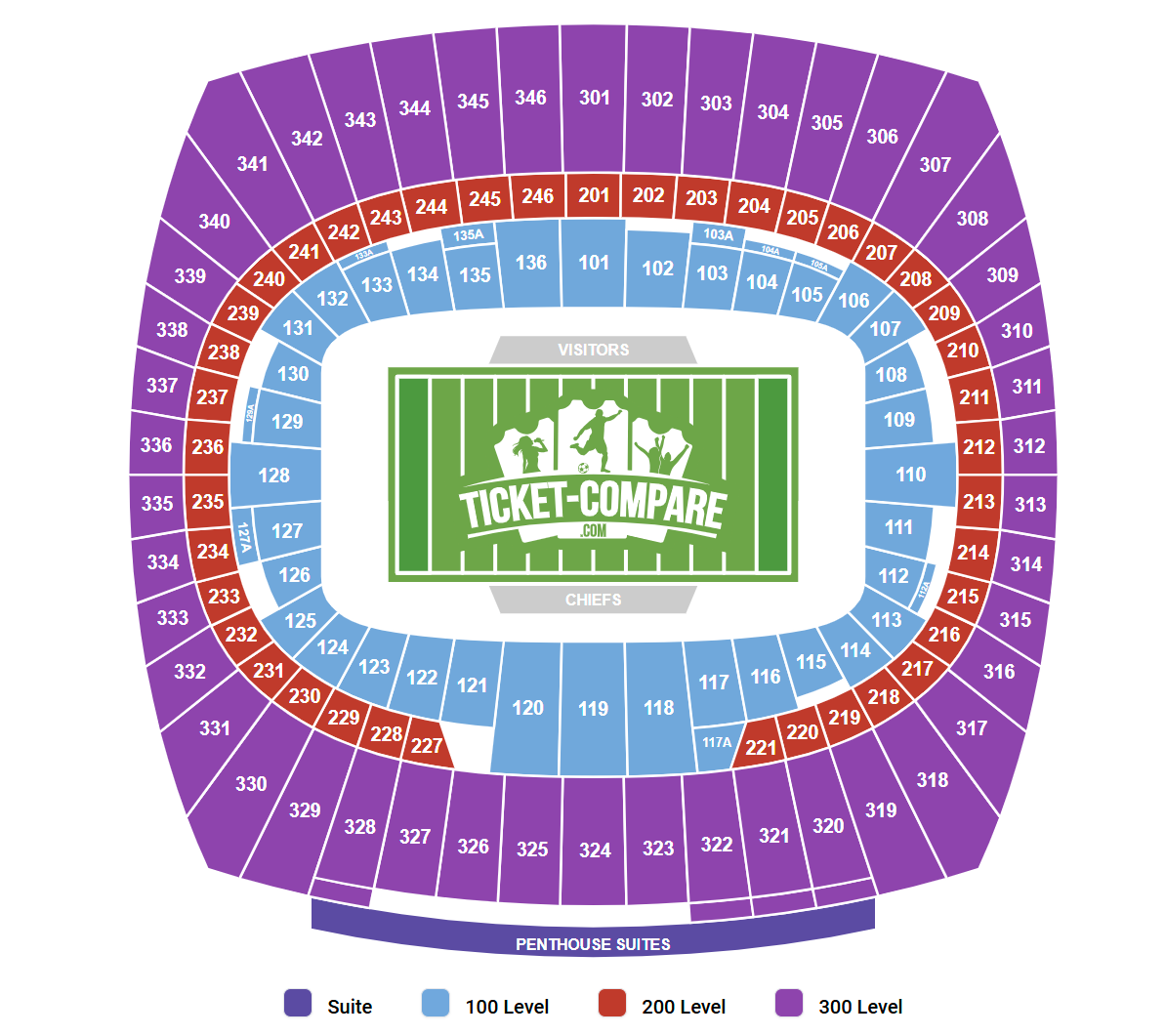 GEHA Field at Arrowhead Stadium Seating Plan