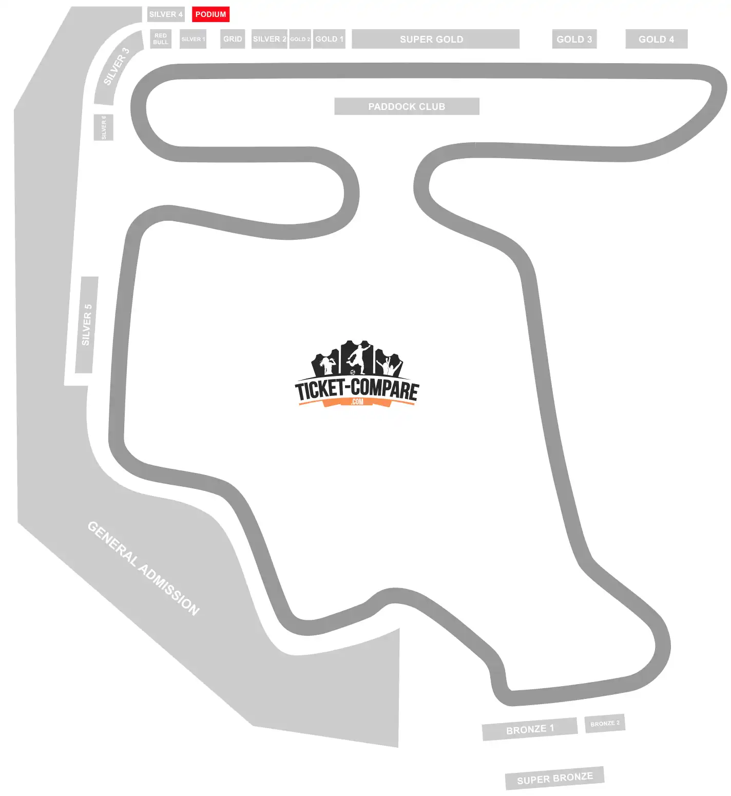 Screenshot of Hungaroring Seating Plan with highlighted the Podium stand