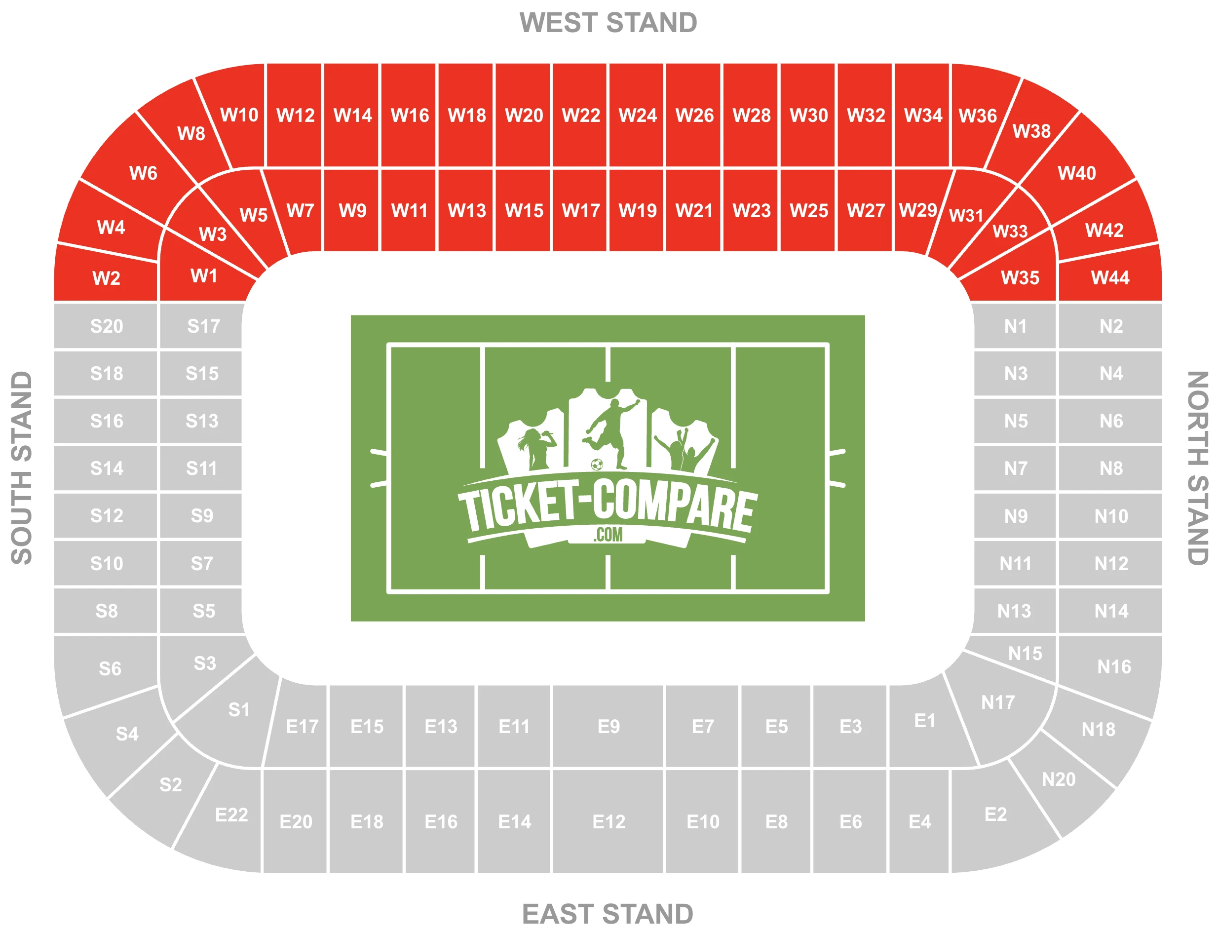 Screenshot of Murrayfield Stadium Seating Plan with the West Stand highlighted