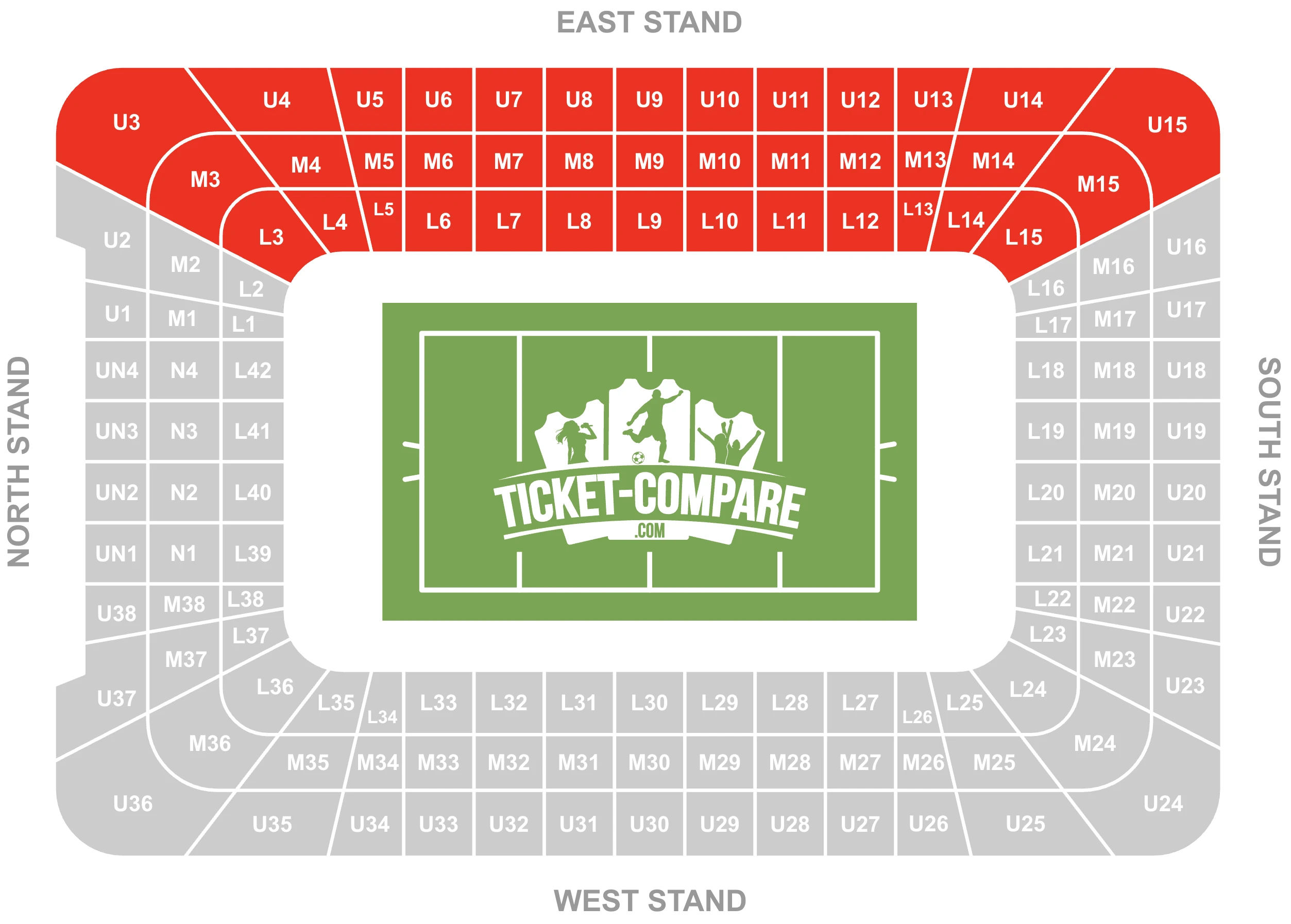 Screenshot of Principality Stadium Seating Plan with highlighted the East Stand