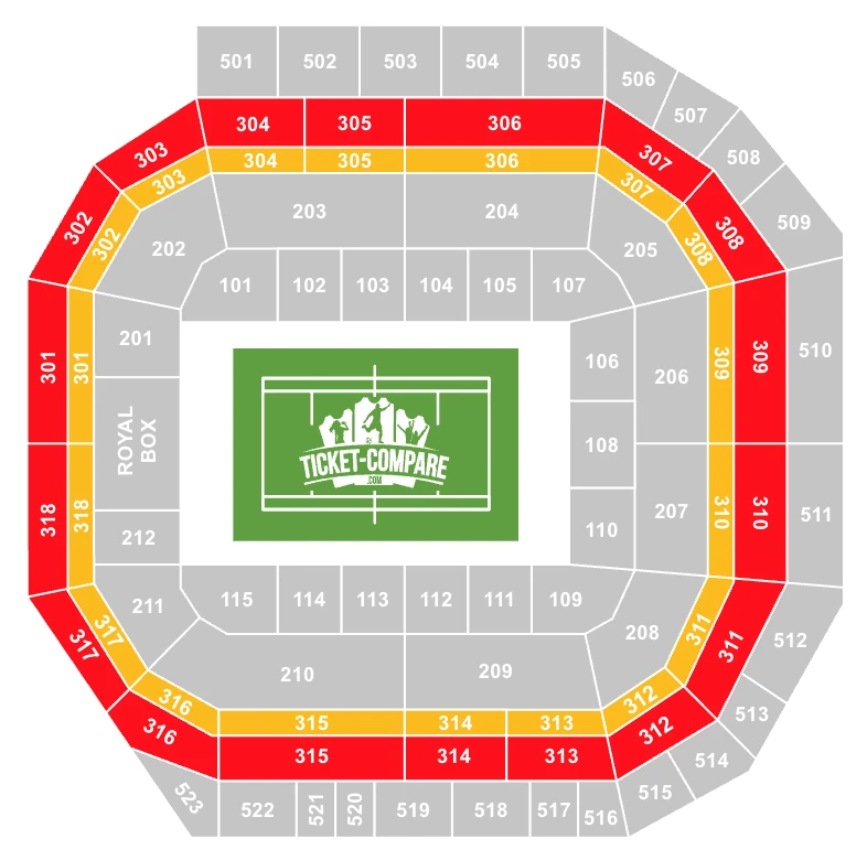 Screenshot of Centre Court Seating Plan with Level 300 ring highlighted