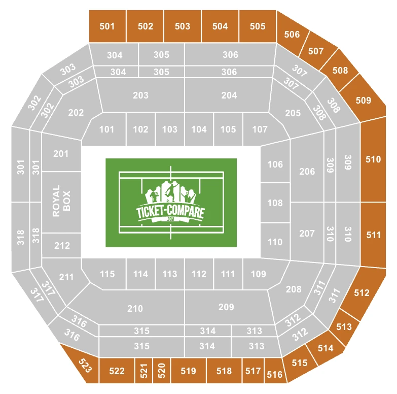 Screenshot of Centre Court Seating Plan with Level 500 ring highlighted