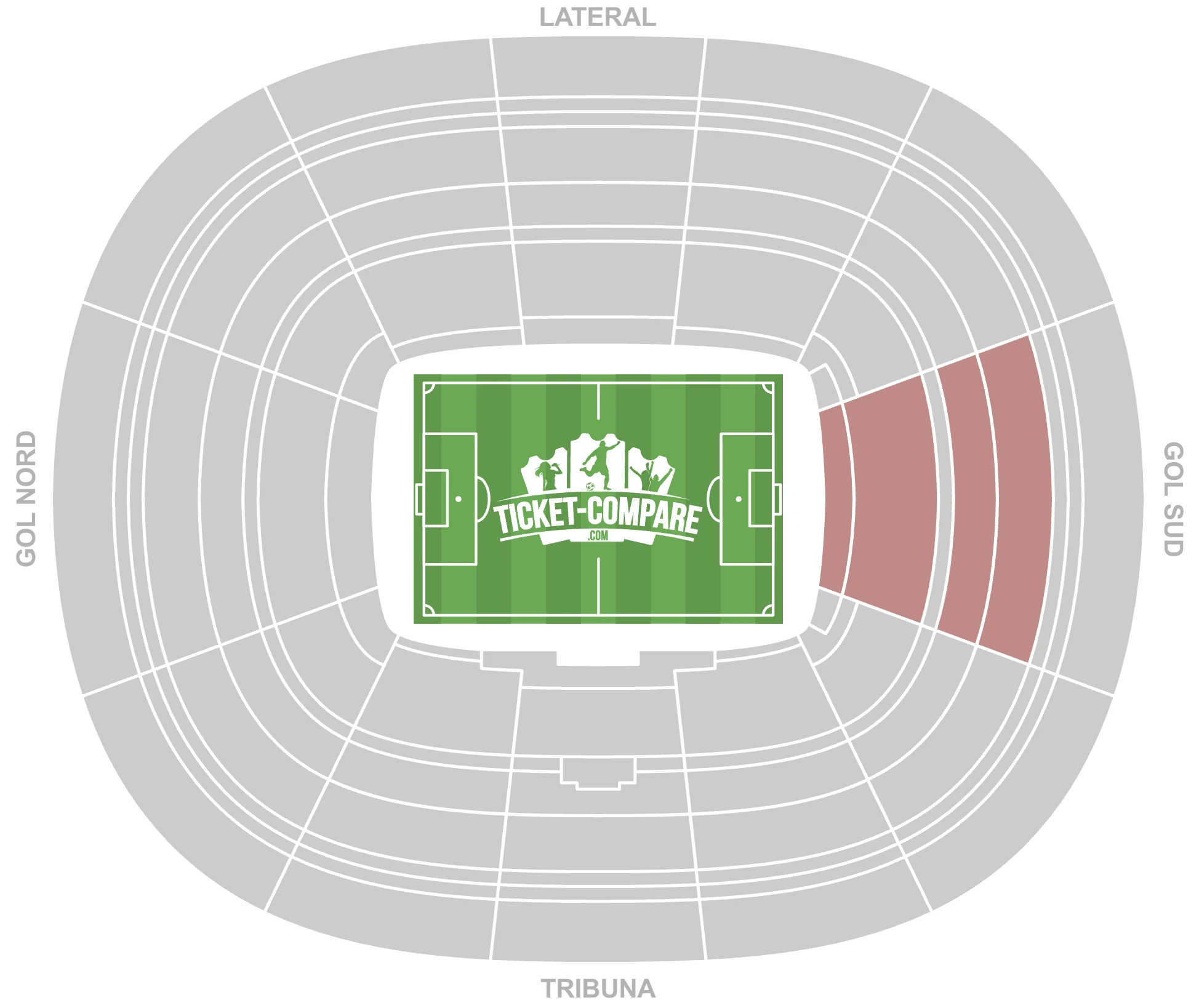 Screenshot of Camp Nou Seating Plan with Gol Sud stand highlighted