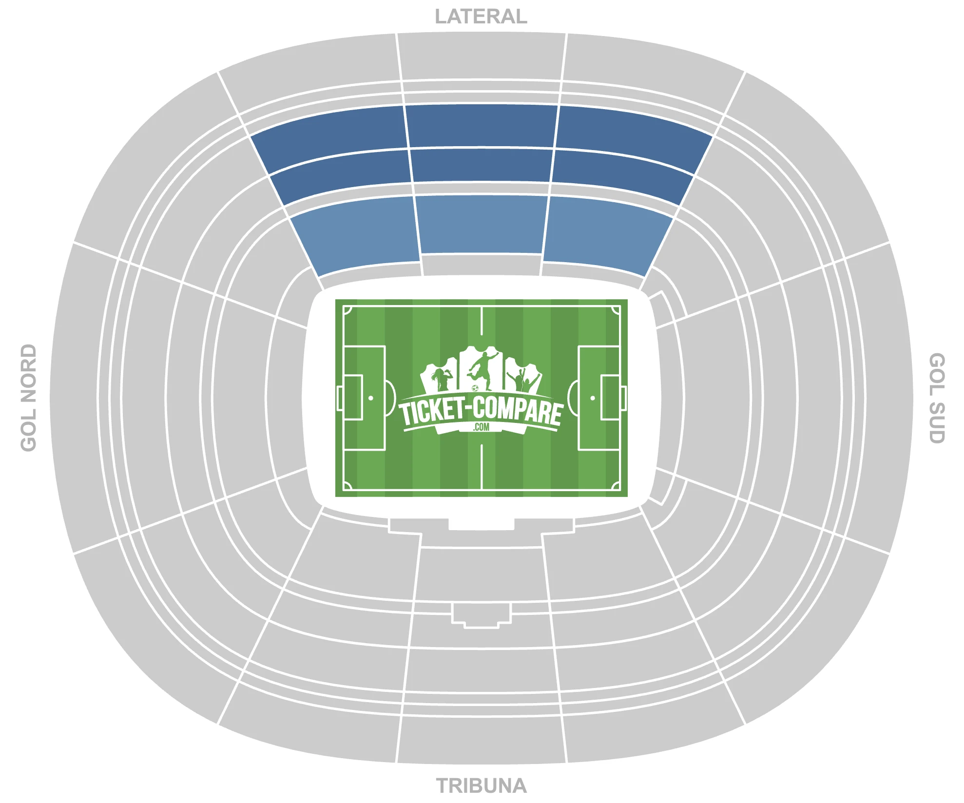 Screenshot of Camp Nou Seating Plan with Lateral stand highlighted