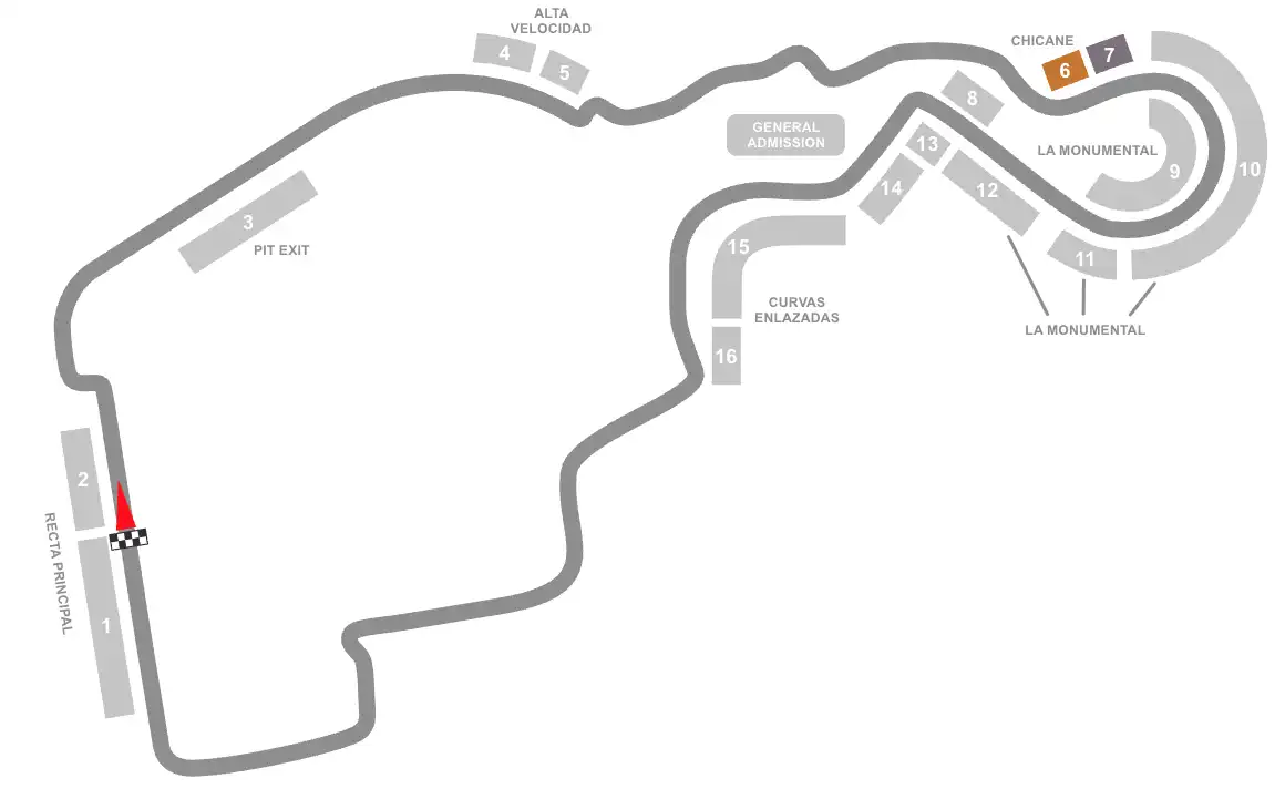 Screenshot of Madring Circuit Seating Plan with Grandstands 6 and 7 highlighted
