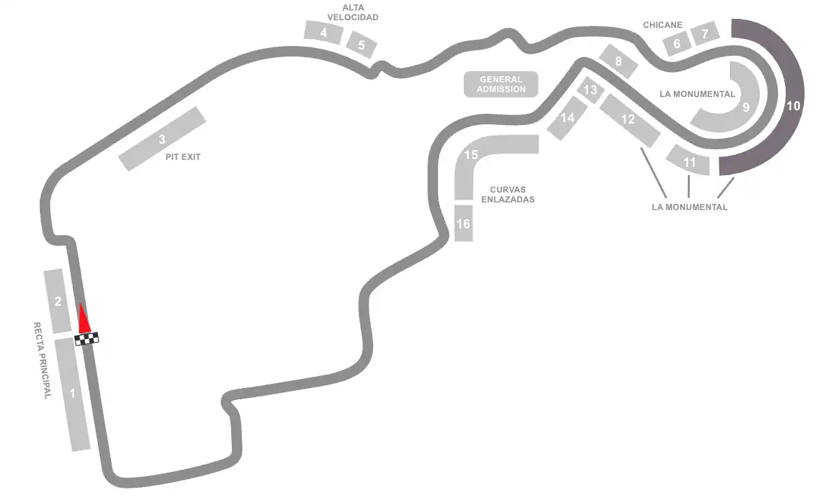 Screenshot of Madring Circuit Seating Plan with the Grandstand 10 highlighted