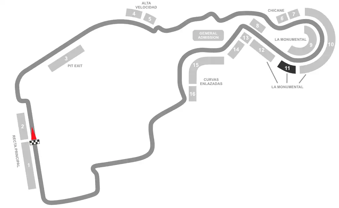 Screenshot of Madring Circuit Seating Plan with the Grandstand 11 highlighted