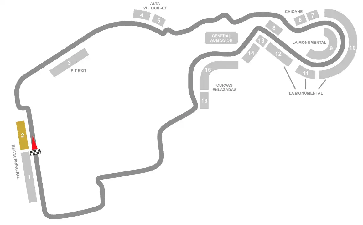 Screenshot of Madring Circuit Seating Plan with the Grandstand 2 highlighted